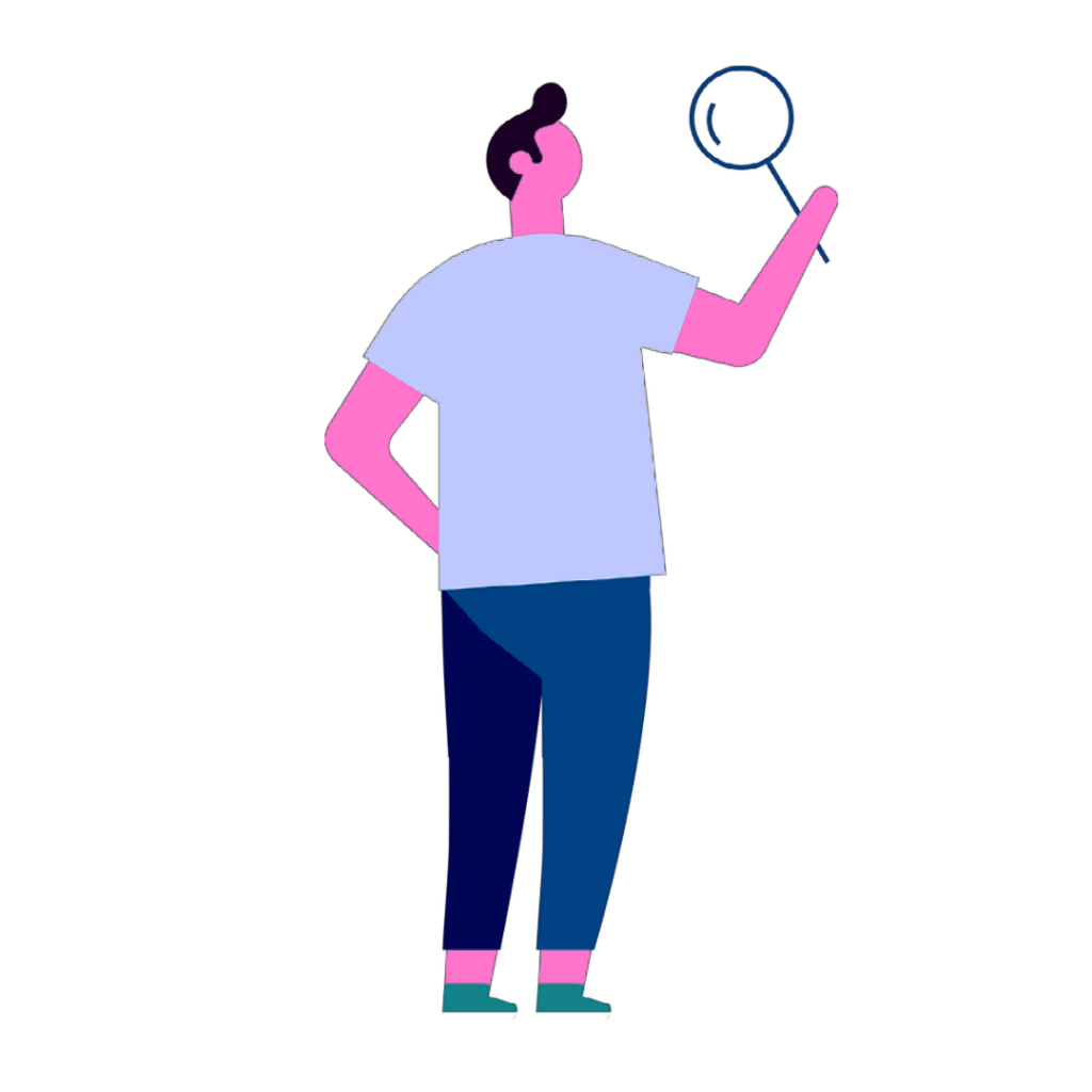 Cartoon Guy with Magnifying Glass | SEO Services | Custom Application Development | Cape Coral Software as a Service | Fort Myers Website Design | building an ecommerce website