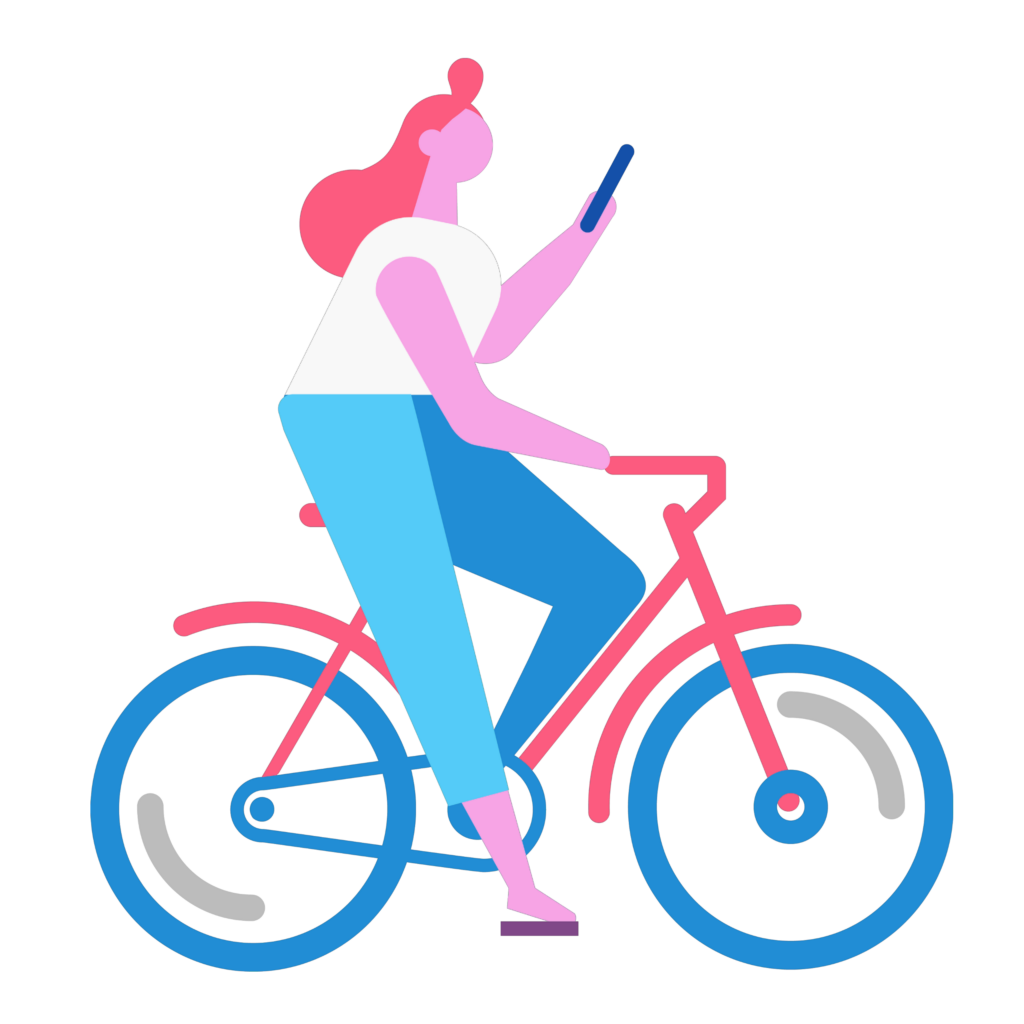 My project-1 (95) Woman on Bike with phone in one hand | Workflow Automation Software | Custom App Creation | Cape Coral Web Apps